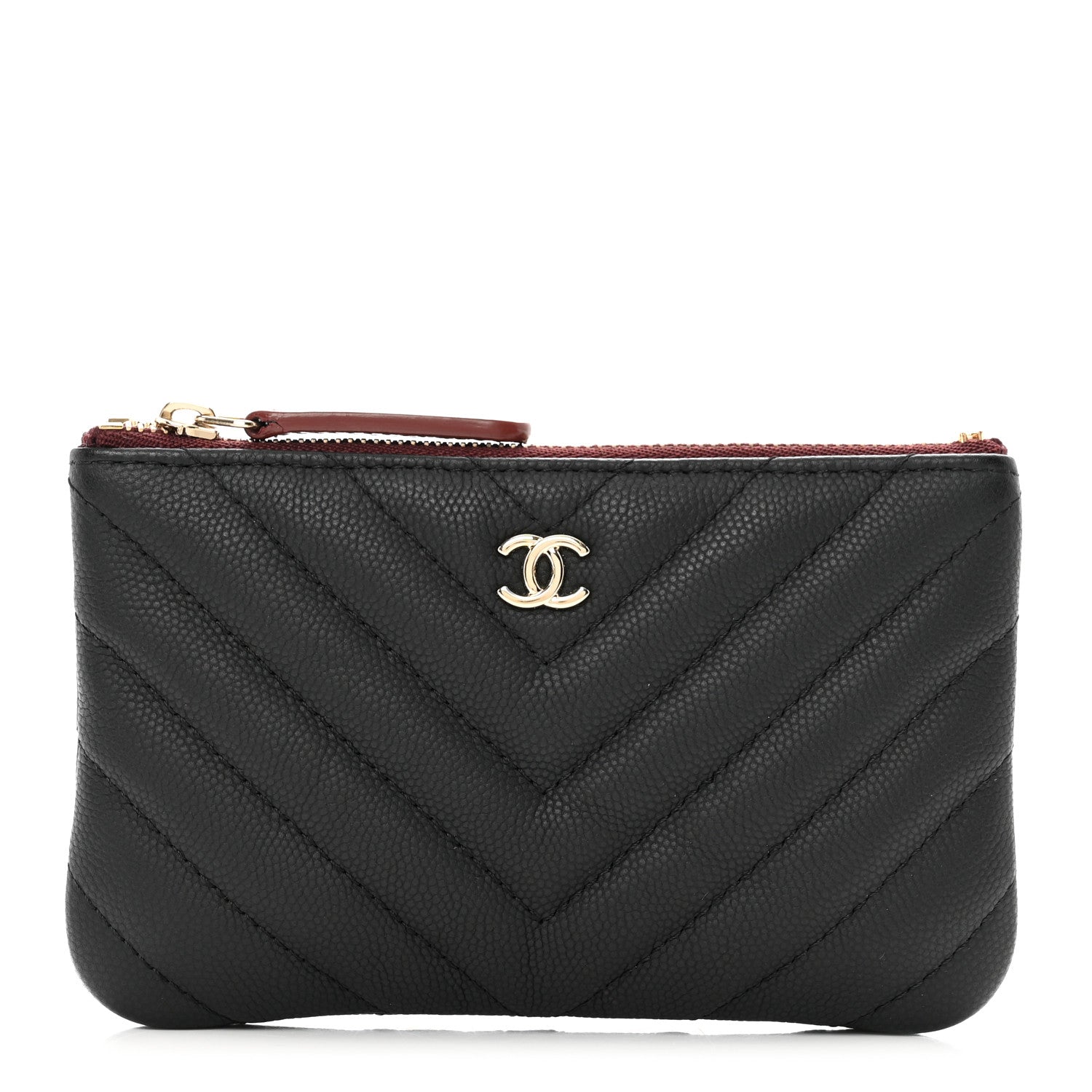 Chanel Caviar Chevron Quilted Small Cosmetic Case Black 1 of 8