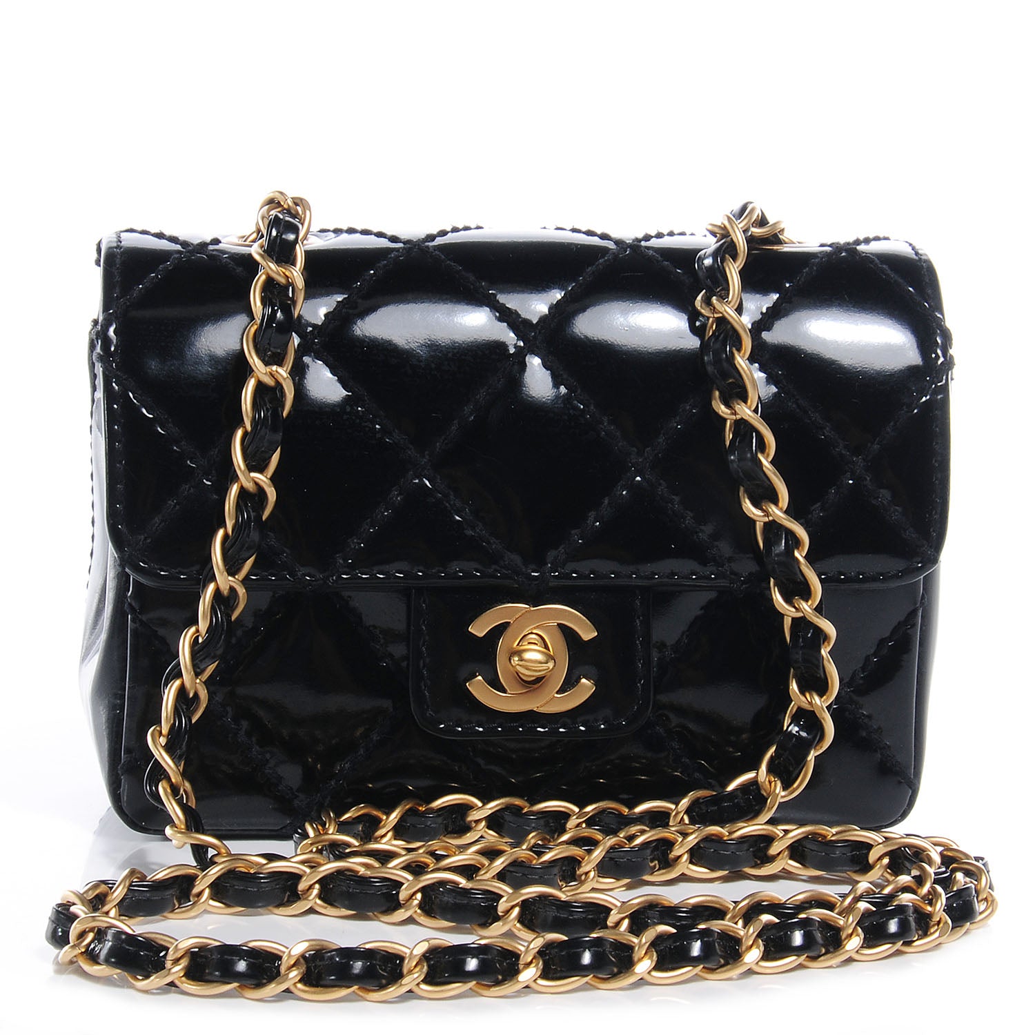 Chanel Patent Calfskin Quilted Mini Square Flap Black 1 of 8