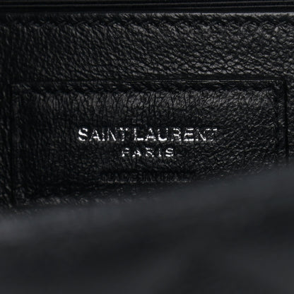 Saint Laurent Grain De Poudre Textured Mixed Matelasse Triquilt Medium Monogram Satchel Black 8 of 10