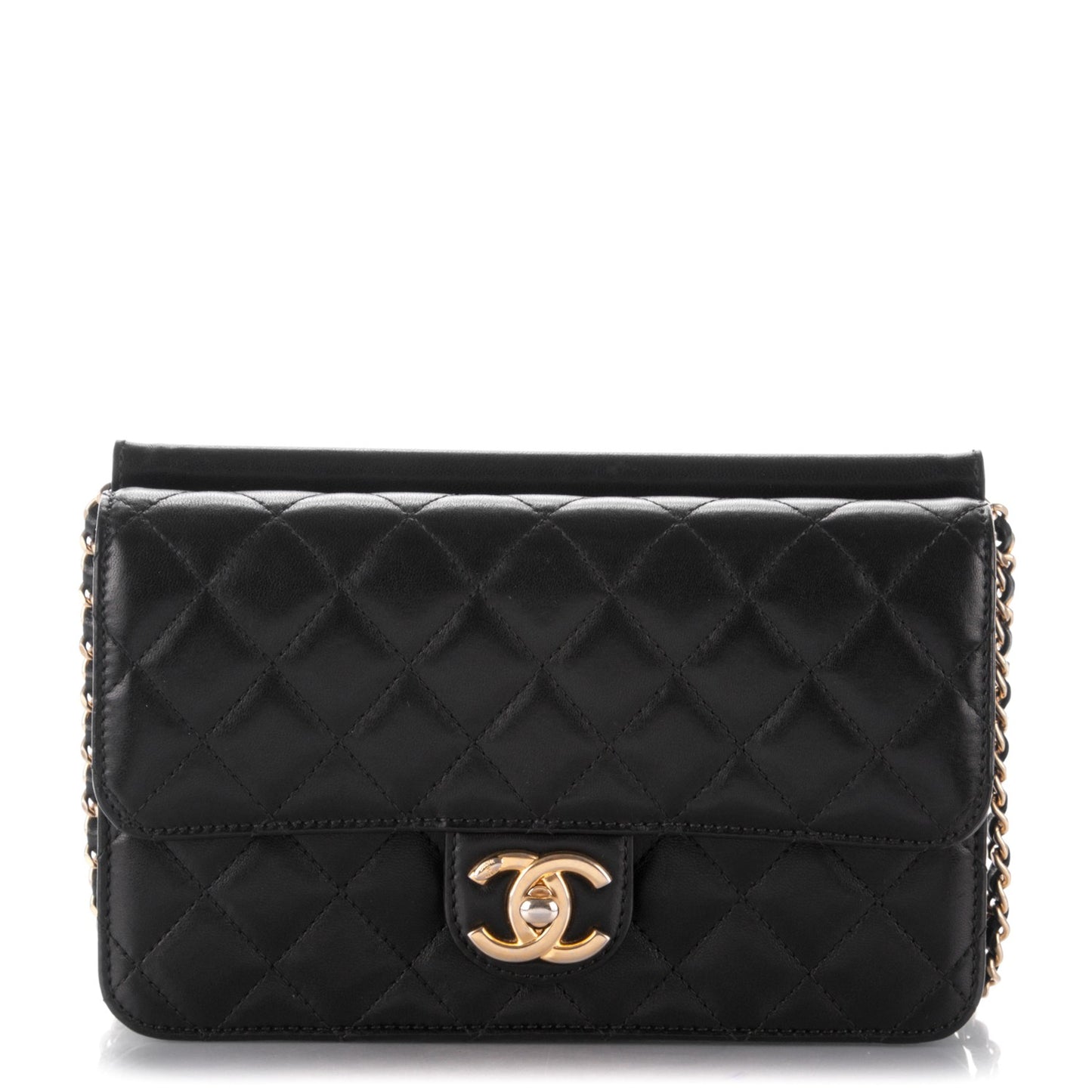 Lambskin Quilted Medium Crossing Times Flap Black