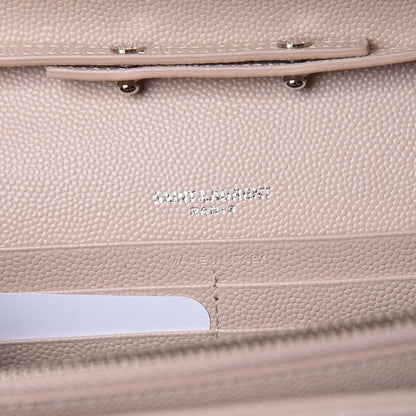 Saint Laurent Grain De Poudre Matelasse Chevron Monogram Chain Wallet Marble Pink 6 of 10