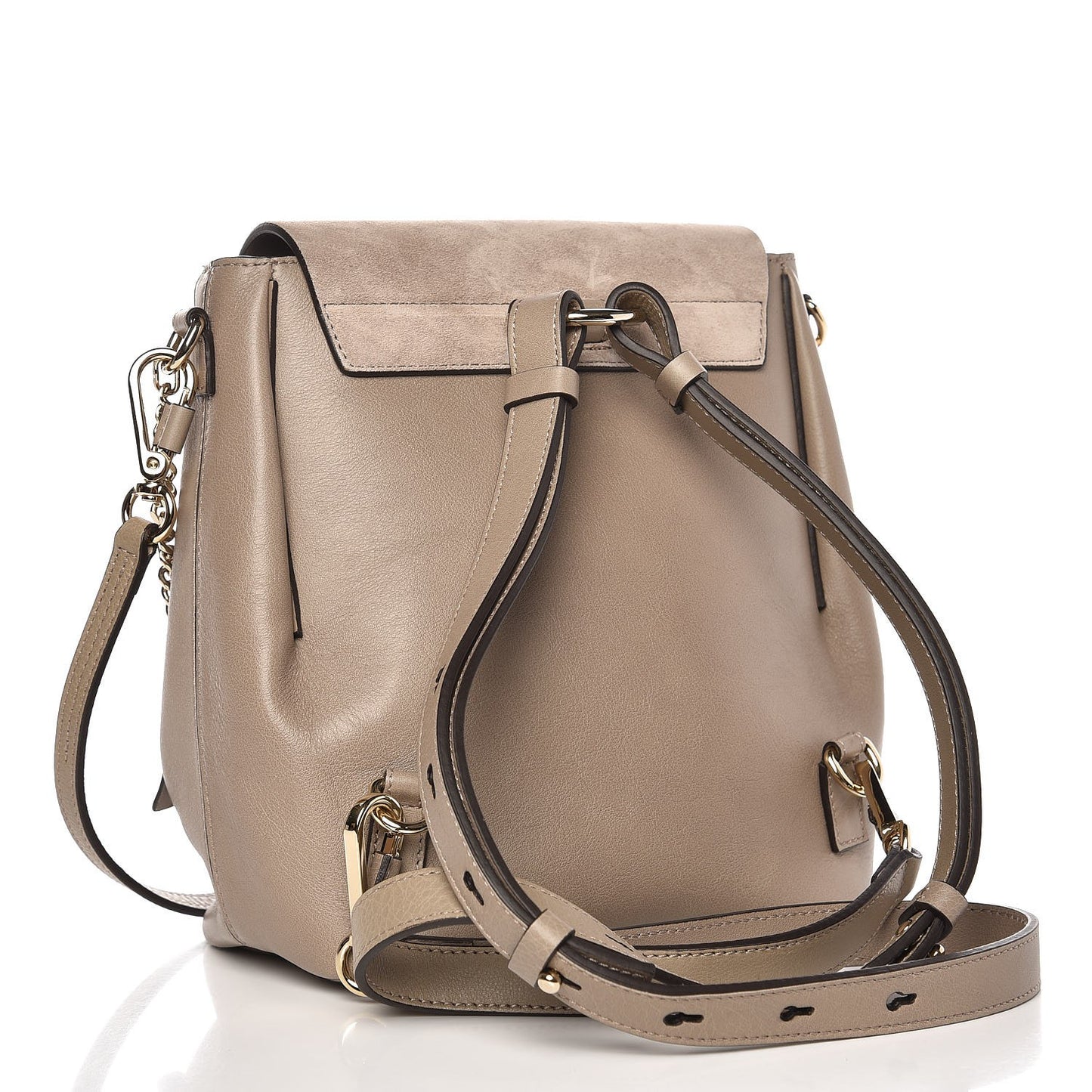 Suede Calfskin Small Faye Backpack Motty Grey
