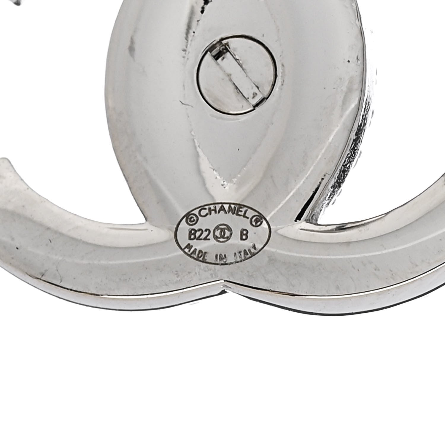 Chanel Crystal CC Turnlock Earrings Silver 4 of 5