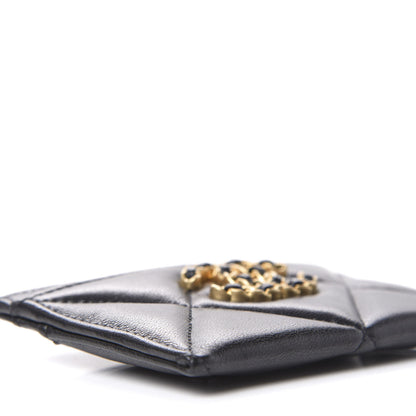 Chanel Shiny Goatskin Quilted Chanel 19 Card Holder Black 6 of 11