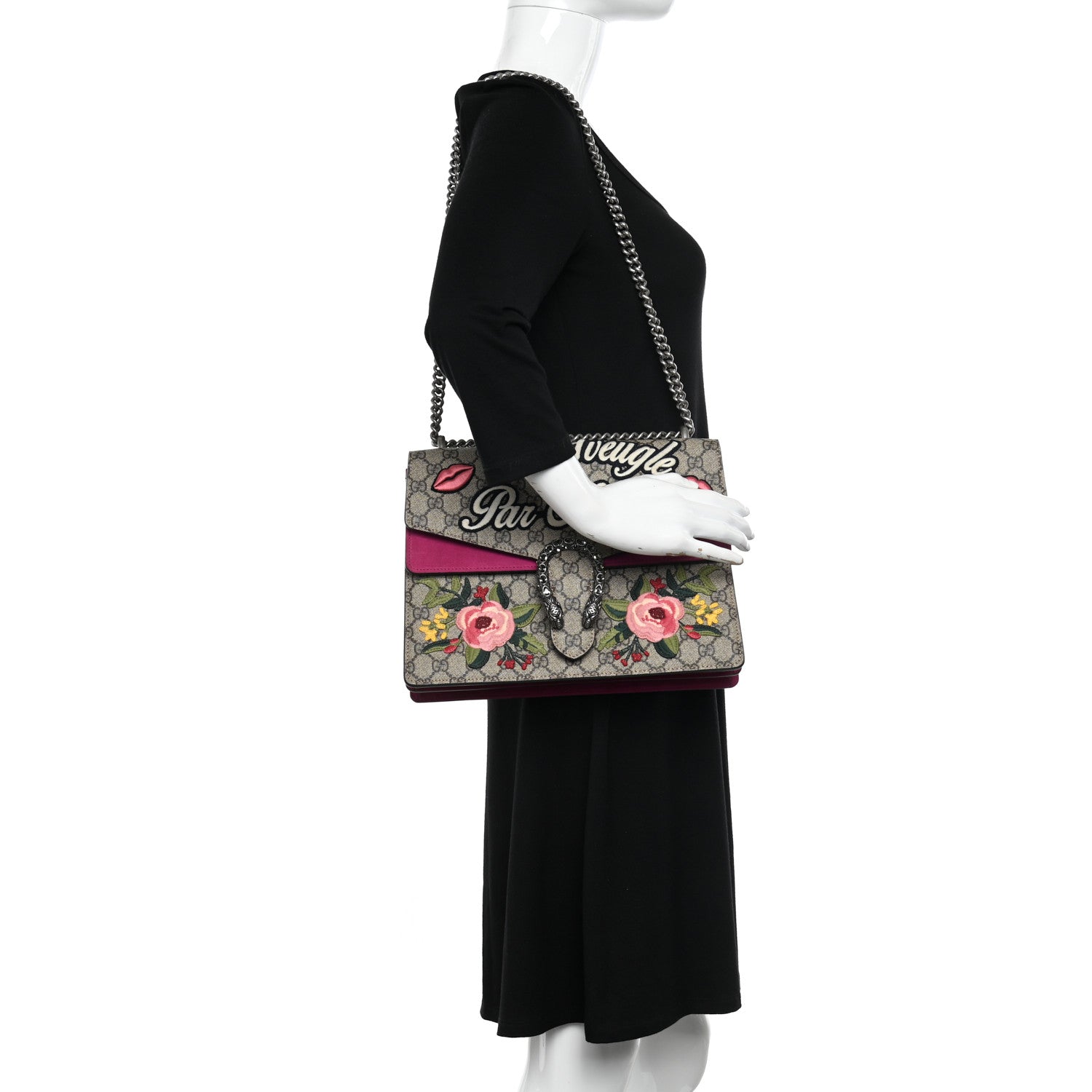 Gucci GG Supreme Monogram L'Aveugle Par Amour Embroidered Medium Dionysus Shoulder Bag Multicolor 2 of 12