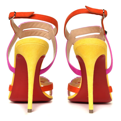 Christian Louboutin Suede Calfskin Studded Galerietta 100 Sandals 37 Version Multicolor 9 of 12