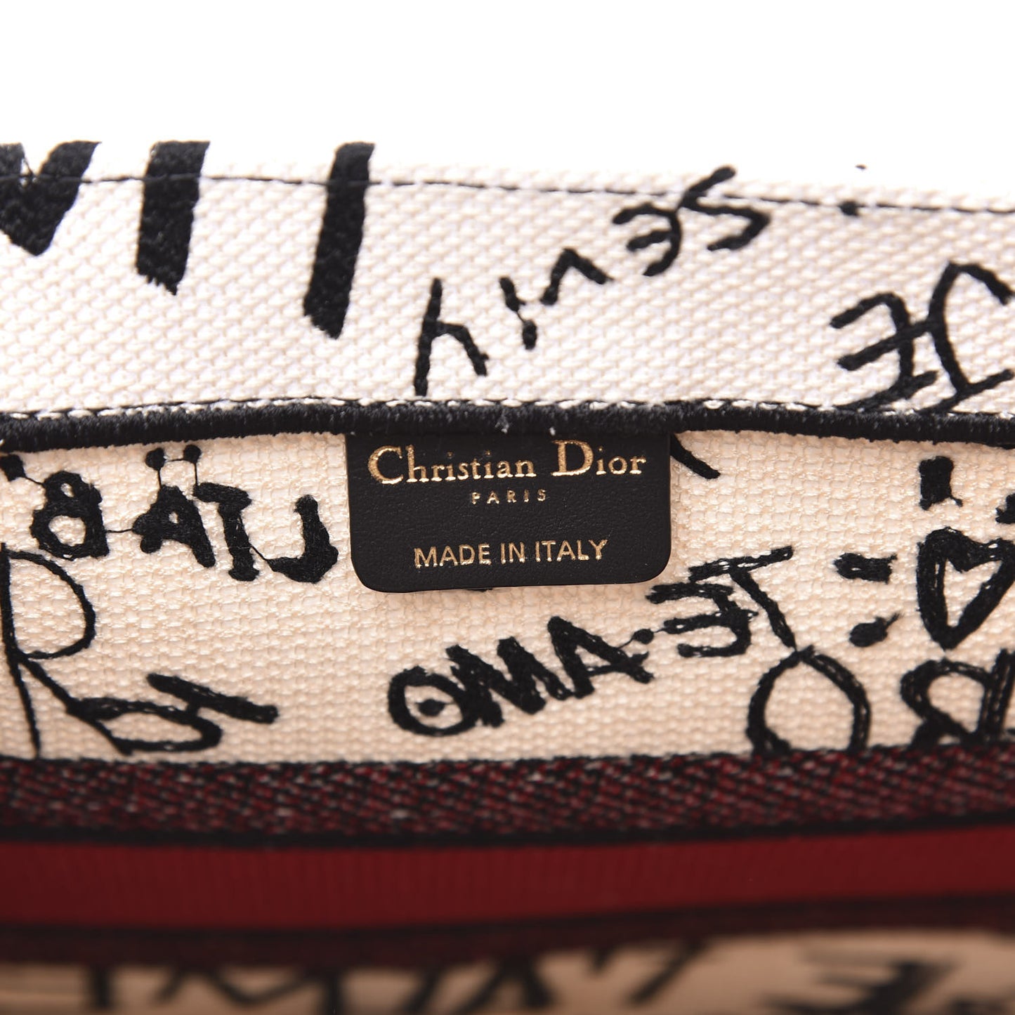 Canvas Embroidered Medium Dioramour Graffiti Book Tote Latte Multicolor
