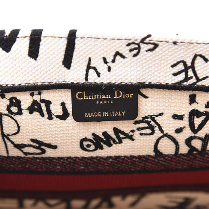 Christian Dior Canvas Embroidered Medium Dioramour Graffiti Book Tote Latte Multicolor 6 of 11
