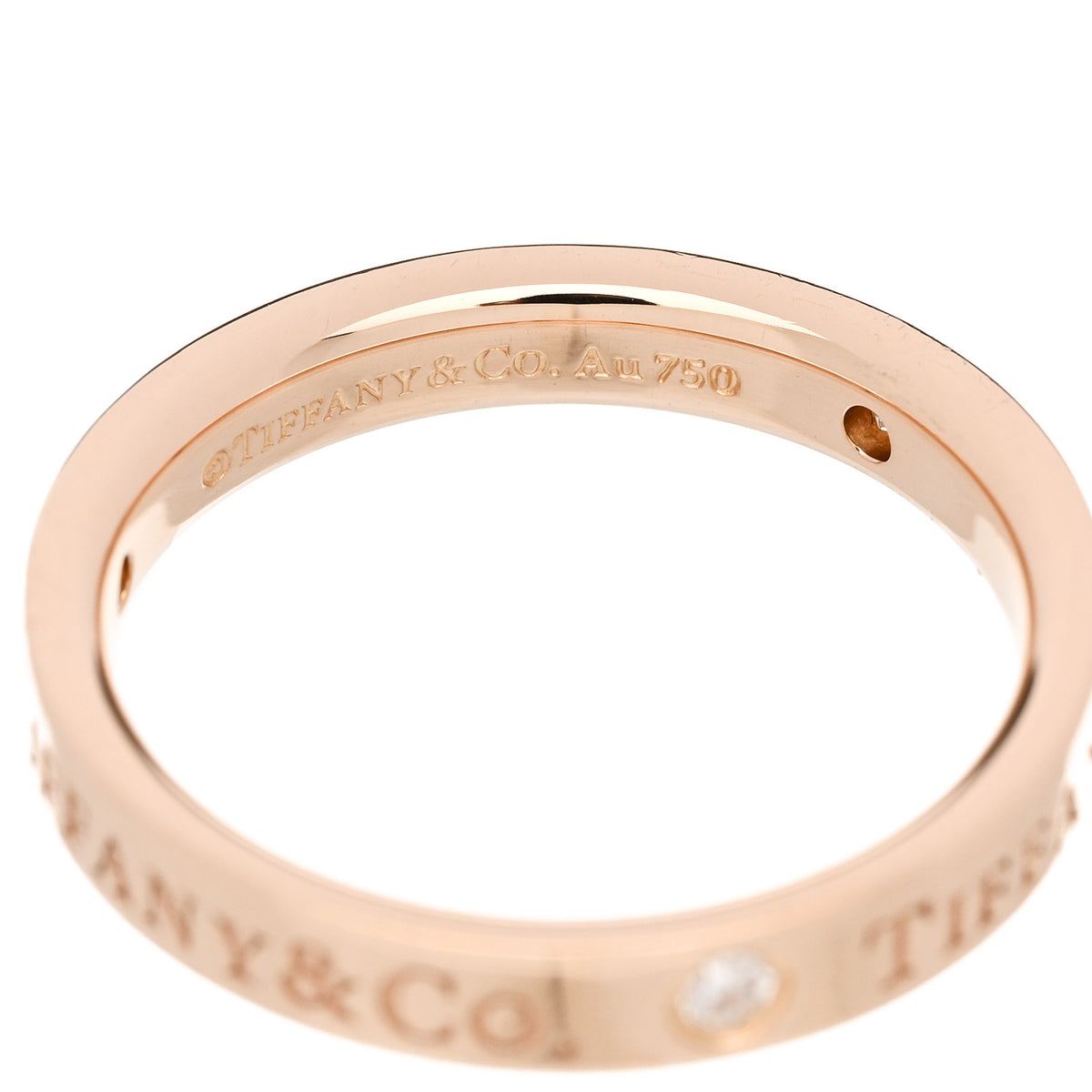 18K Rose Gold Diamond Logo Band Ring 49 4.75
