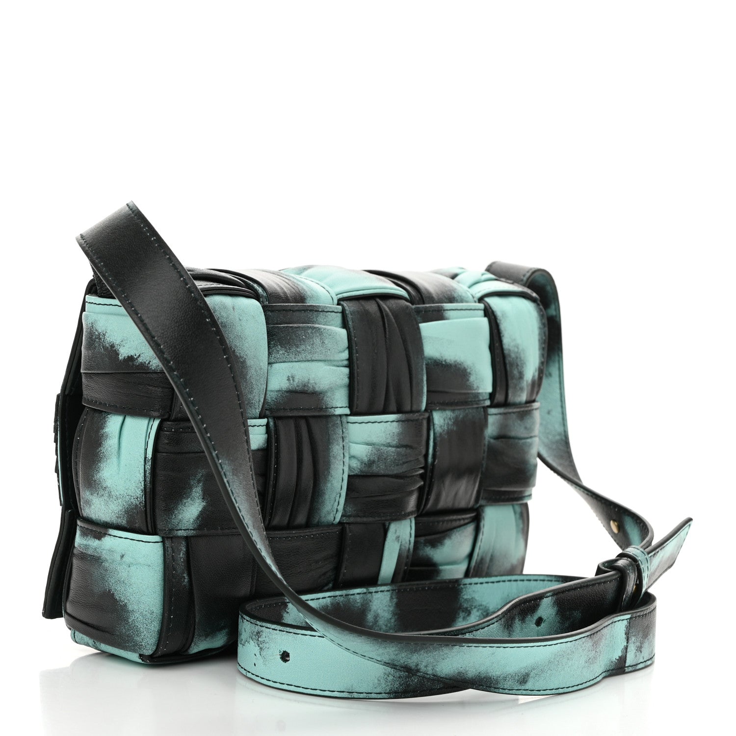 Bottega Veneta Foulard Tie Dye Maxi Intrecciato Padded Cassette Crossbody Bag Celadon Inkwell 3 of 11