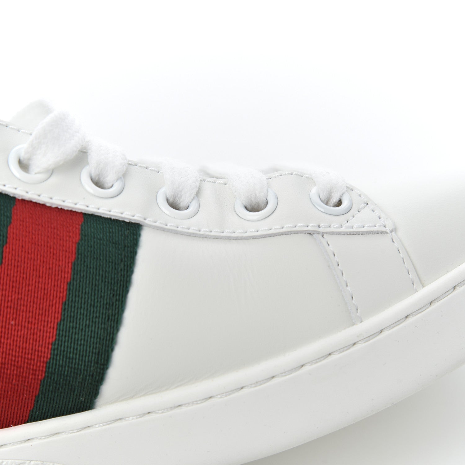 Gucci Calfskin Ayers Bee Embroidered Womens Ace Sneakers 37.5 White Green 10 of 16