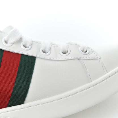 Gucci Calfskin Ayers Bee Embroidered Womens Ace Sneakers 37.5 White Green 10 of 16