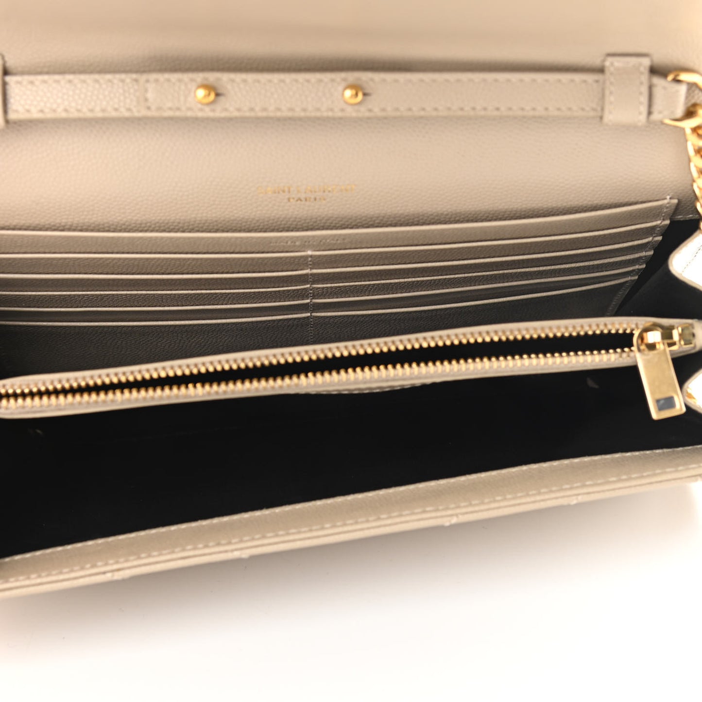 Grain De Poudre Matelasse Chevron Monogram Chain Wallet Sea Salt
