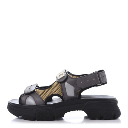 Gucci X SEGA Nappa Mesh Mens Aguru Sandals 8 Loess Black 1 of 9