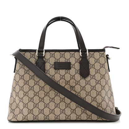 Gucci GG Supreme Monogram Small Zippered Tote Dark Brown 1 of 11