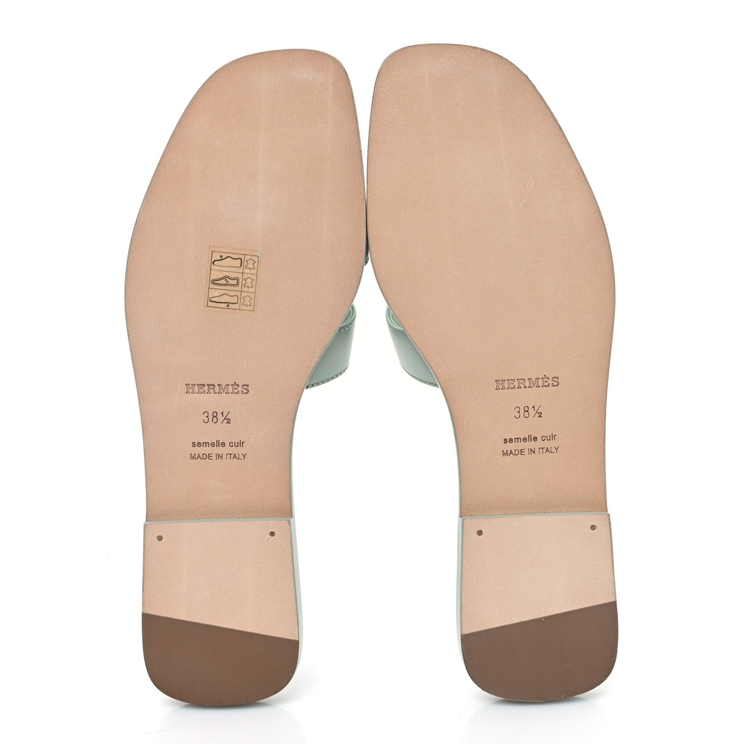 Hermes Calfskin Oran Sandals 38.5 Vert D'eau 5 of 9