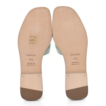 Hermes Calfskin Oran Sandals 38.5 Vert D'eau 5 of 9