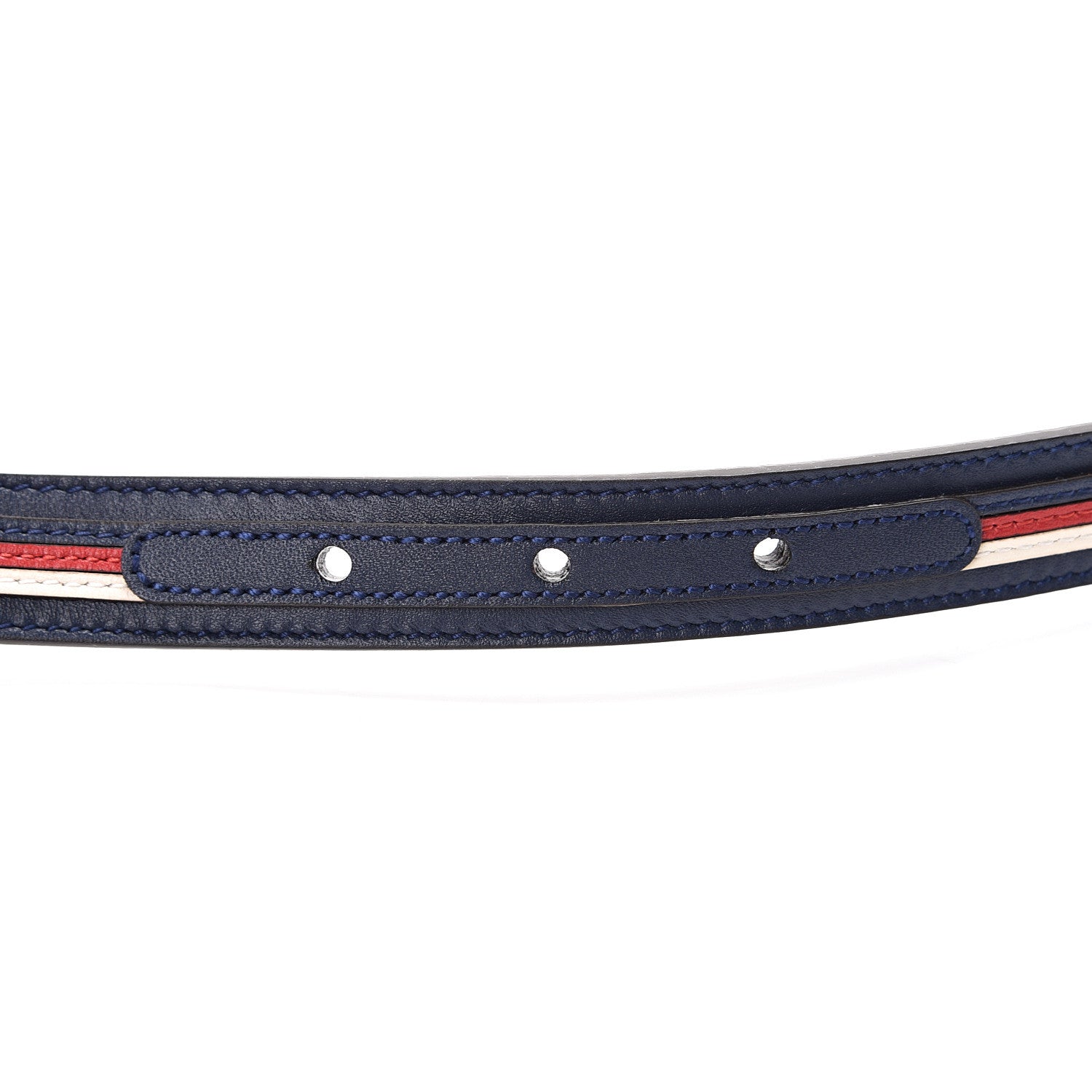 Gucci Calfskin Sylvie Stripe Torchon Double G 20mm Belt 85 34 Maritime Hibiscus Red Mystic White 6 of 7