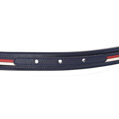 Gucci Calfskin Sylvie Stripe Torchon Double G 20mm Belt 85 34 Maritime Hibiscus Red Mystic White 6 of 7