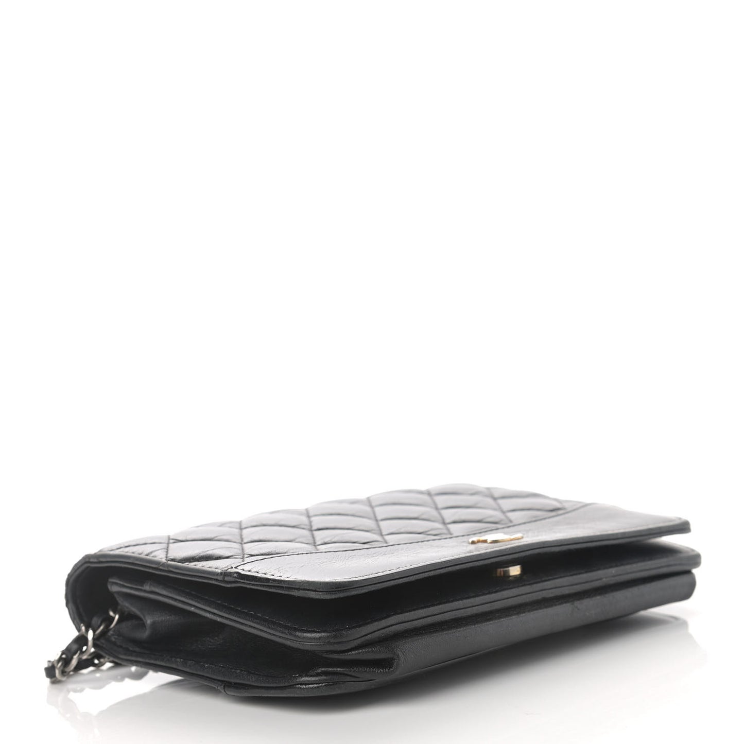 Aged Calfskin Quilted Gabrielle Wallet On Chain WOC Black