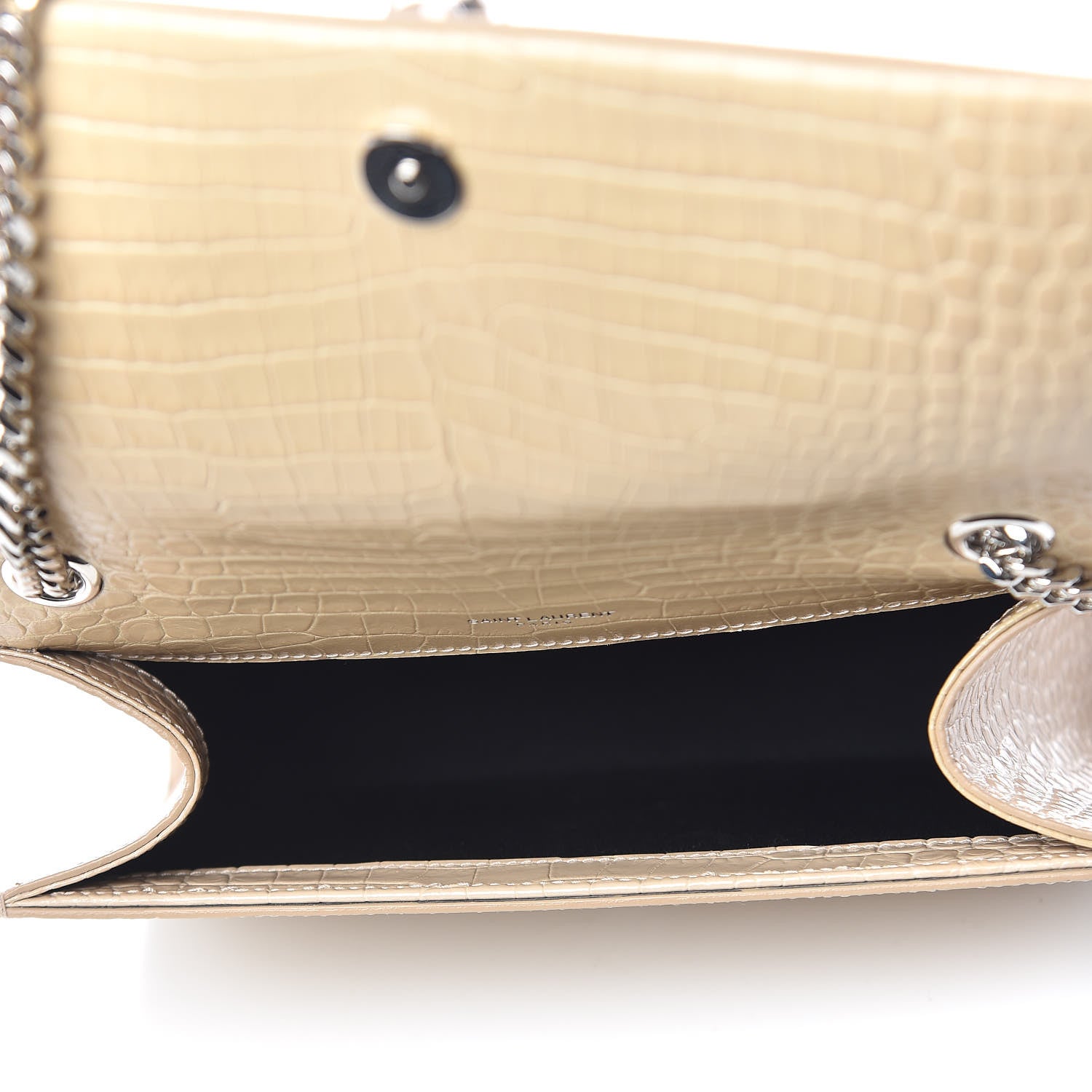 Saint Laurent Croc Calfskin Embossed Small Classic Monogram Kate Tassel Satchel Beige 5 of 10