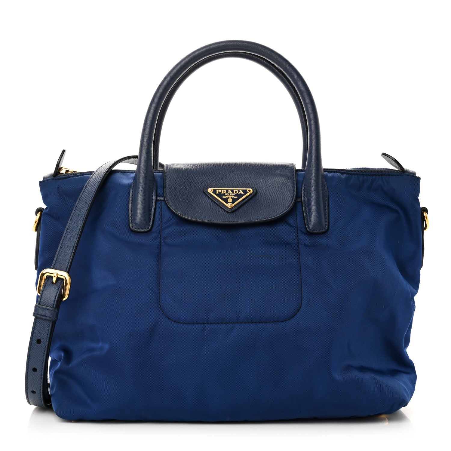 Prada Tessuto Nylon Saffiano Tote Bluette 1 of 9