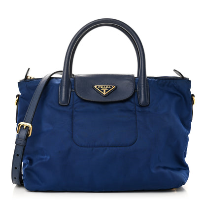 Prada Tessuto Nylon Saffiano Tote Bluette 1 of 9