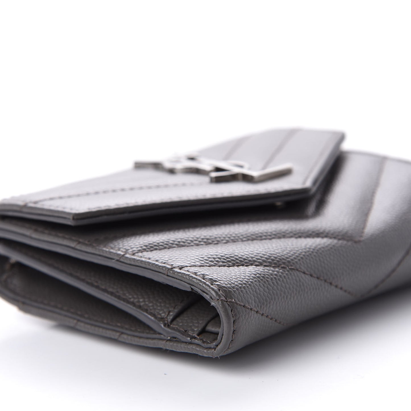 Grain De Poudre Matelasse Chevron Monogram Compact Tri Fold Wallet Earth