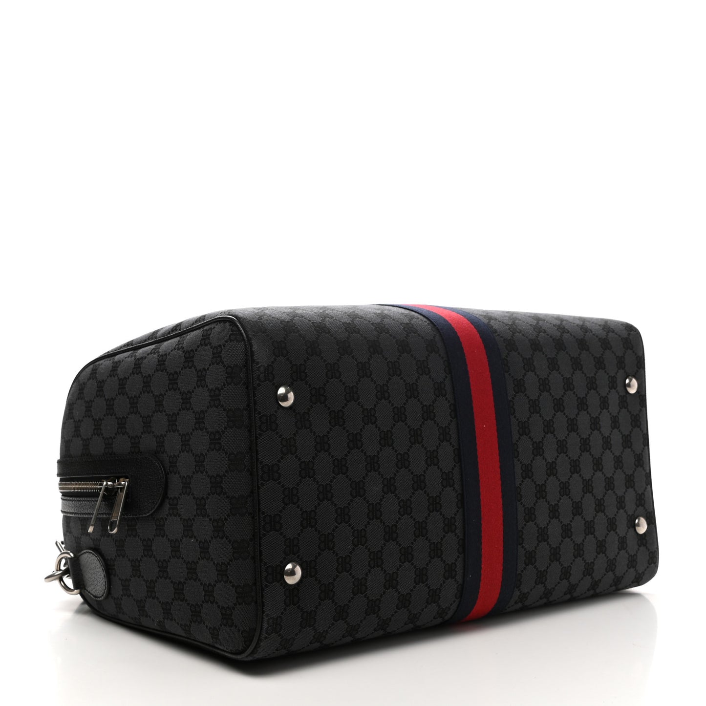 X BALENCIAGA BB Monogram Web Medium Ophidia Carry-On Duffle Bag Black