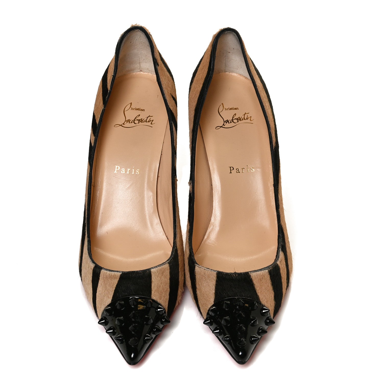 Christian Louboutin Calf Hair Patent Zebra Print Geo 85 Pumps 39.5 Dune Black 5 of 12