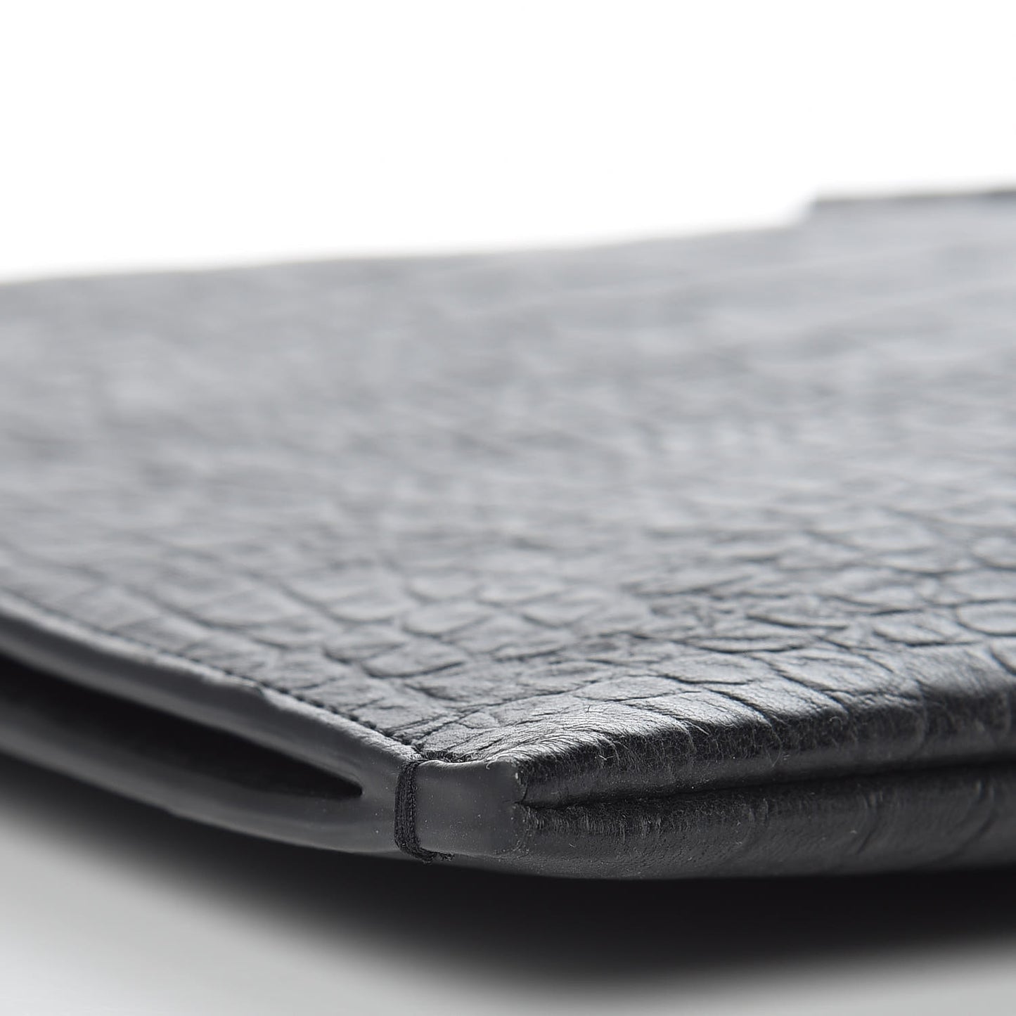 Calfskin Crocodile Embossed Monogram Document Holder Black