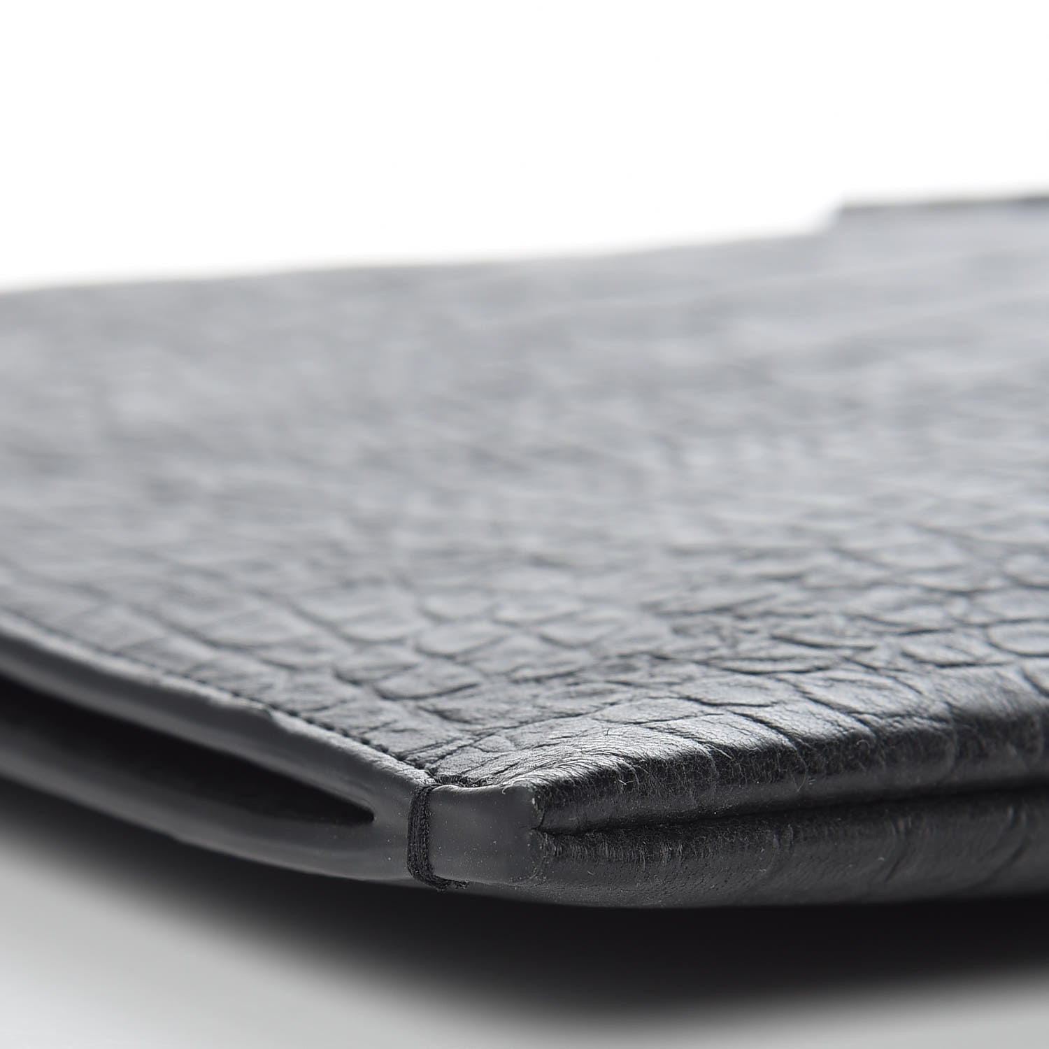 Saint Laurent Calfskin Crocodile Embossed Monogram Document Holder Black 8 of 9