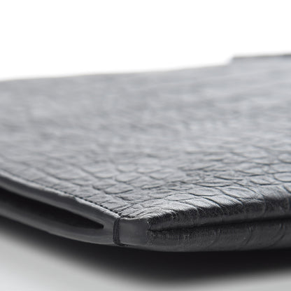 Saint Laurent Calfskin Crocodile Embossed Monogram Document Holder Black 8 of 9