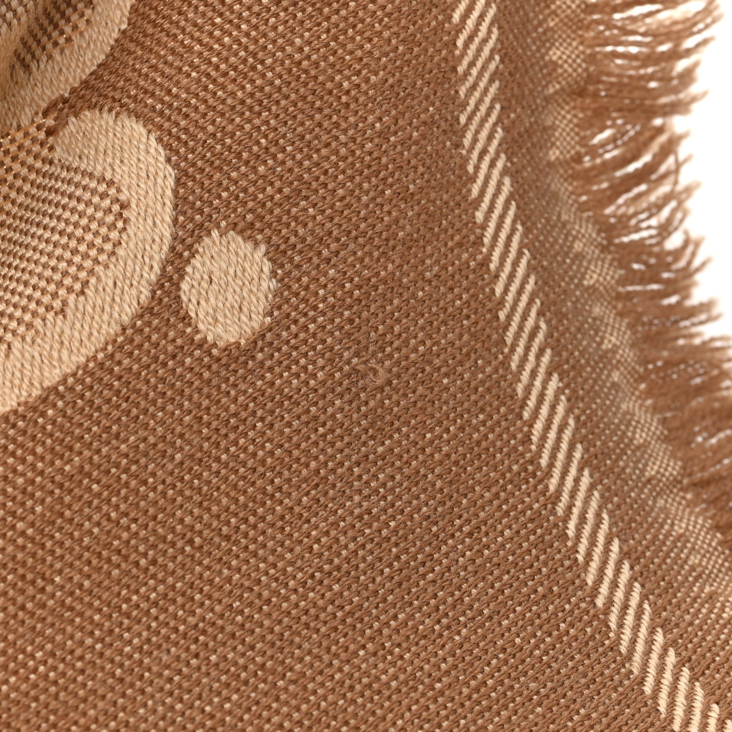 Gucci Wool Jacquard Monogram Jumbo GG Lady Nest Scarf Beige Dark Brown 4 of 4