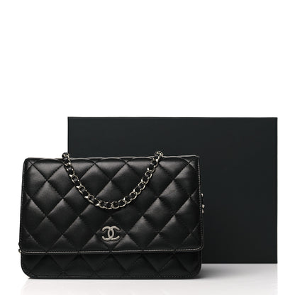 Chanel Lambskin Quilted Wallet On Chain WOC Black 12 of 12