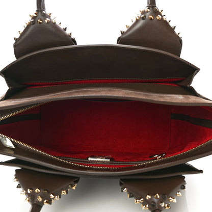 Christian Louboutin Suede Grained Calfskin Studded Large Eloise Satchel Brown 5 of 11