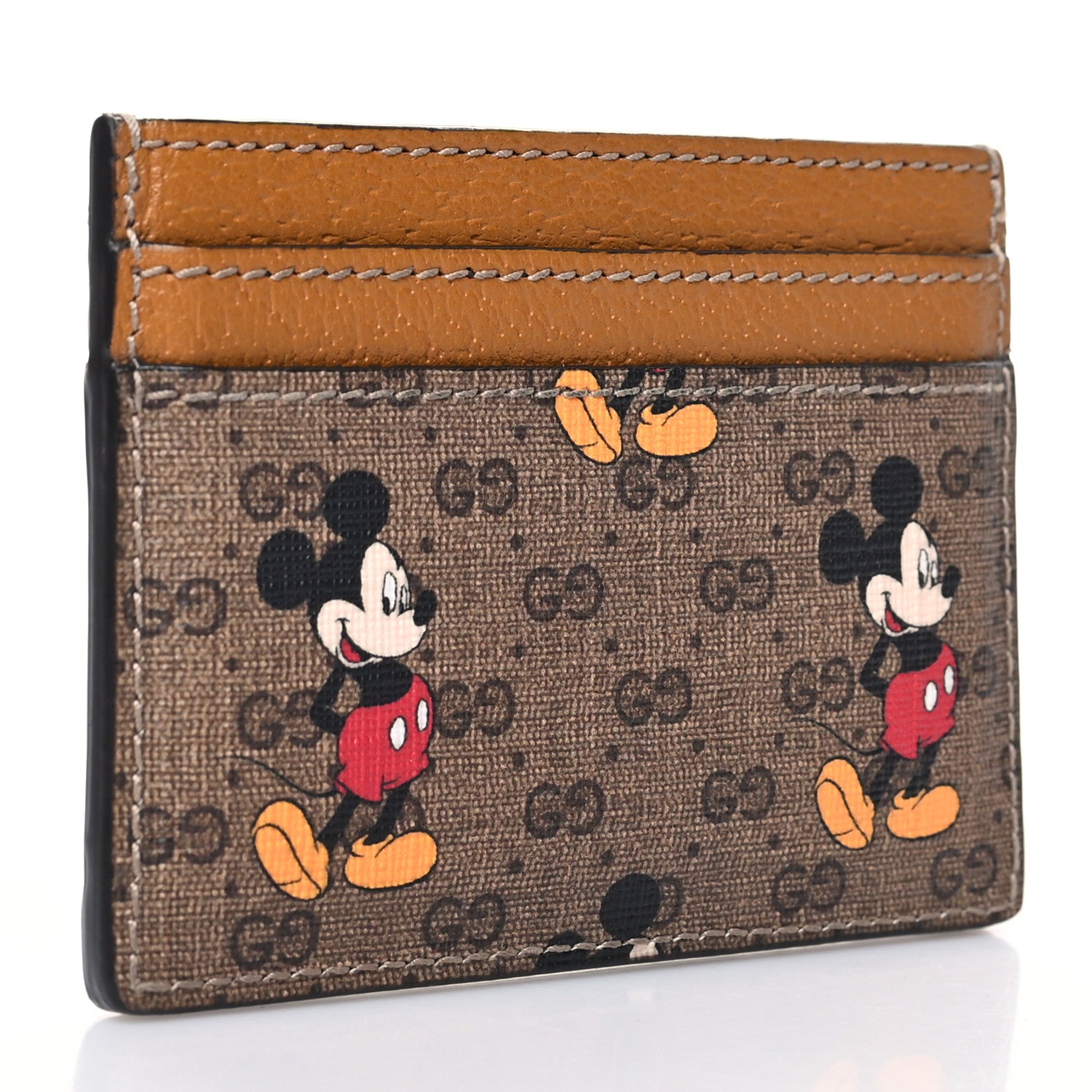 Gucci X DISNEY Mini Vintage GG Supreme Monogram Mickey Mouse Card Holder Beige Vintage Sun Oil 3 of 10