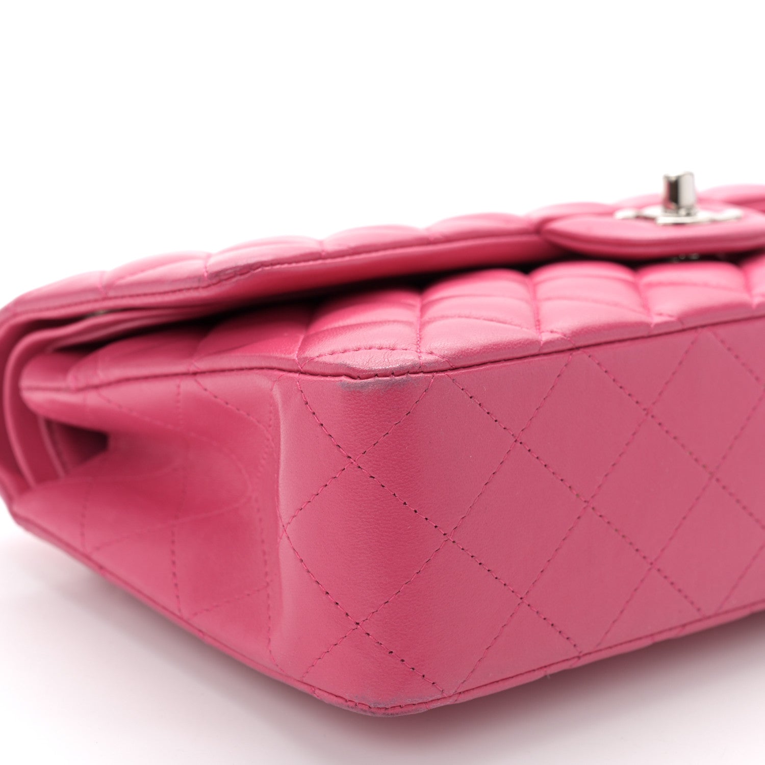 Chanel Lambskin Quilted Medium Double Flap Dark Pink 9 of 13