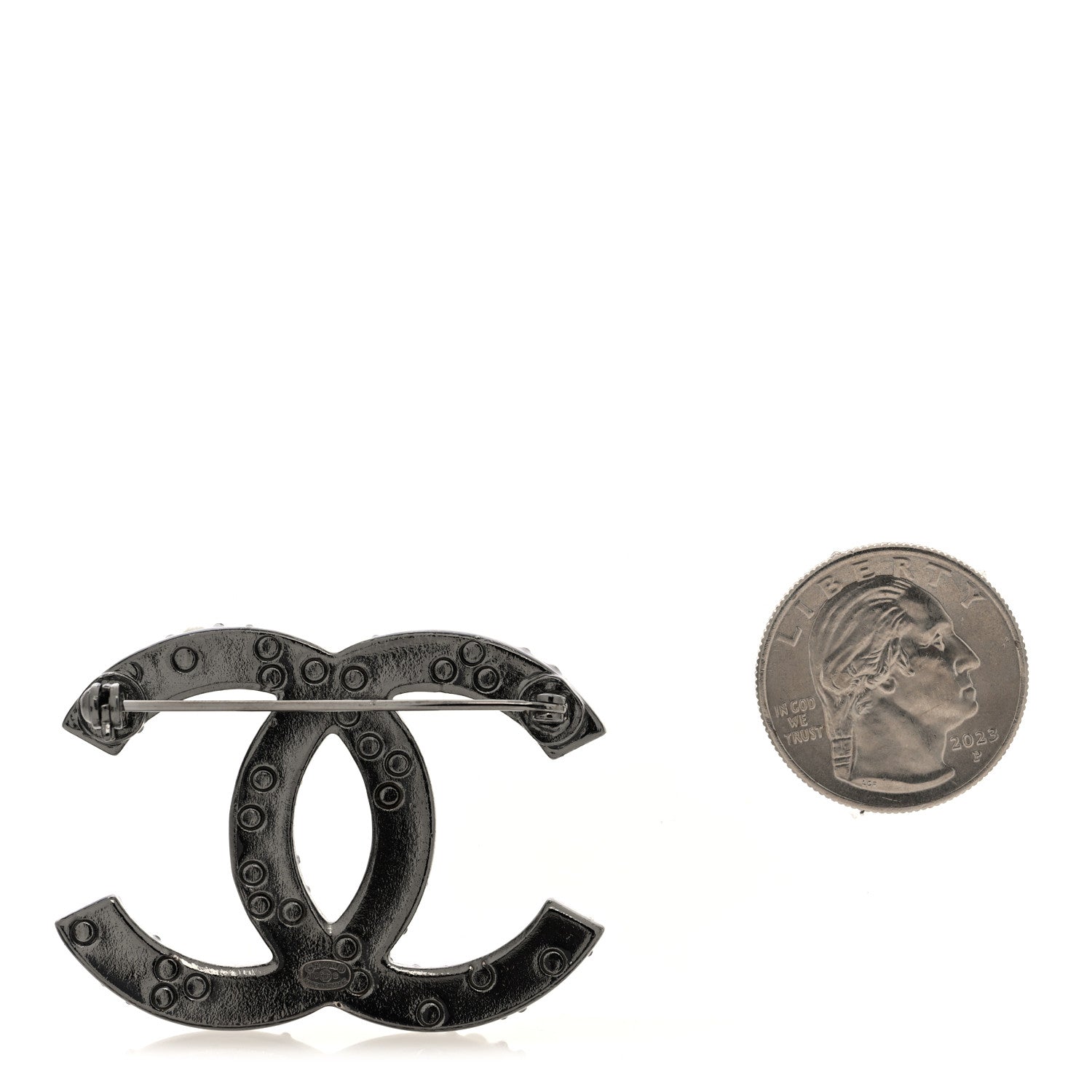 Chanel Ruthenium Pearl Large CC Brooch Black 2 of 4
