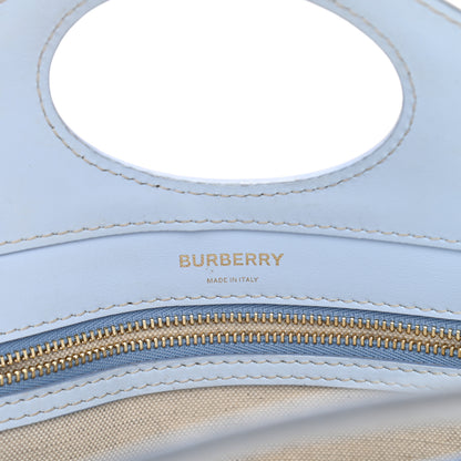 Burberry Canvas Smooth Calfskin Two Tone Mini Pocket Bag Natural Pale Blue 5 of 14