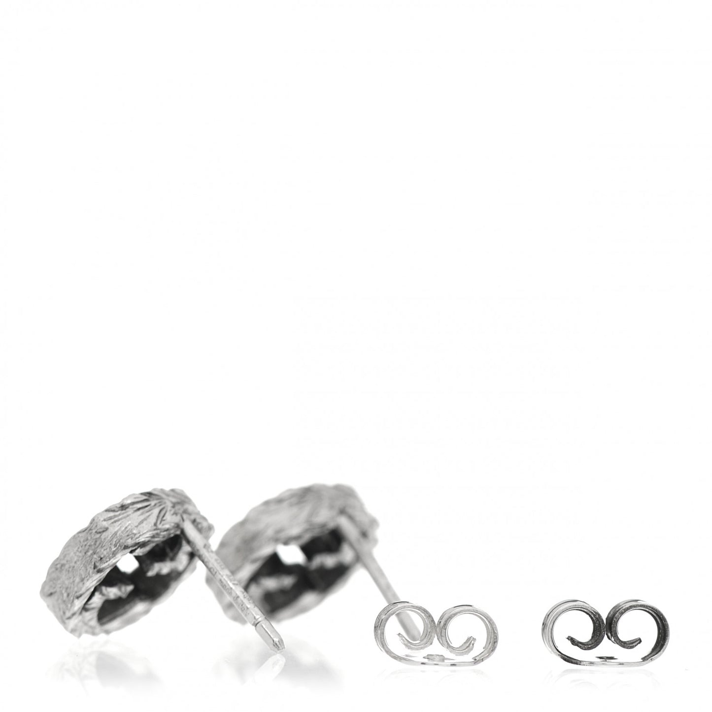 Sterling Silver Textured Interlocking G Stud Earrings