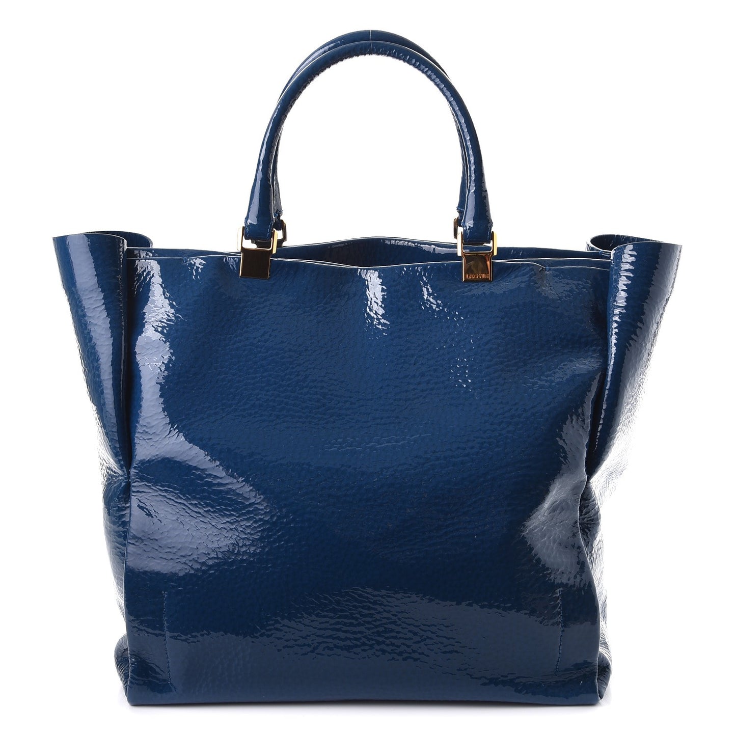 Patent Calfskin Moonriver Tote Blue
