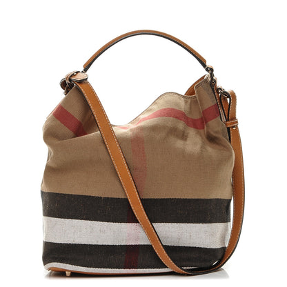Burberry Canvas Mega Check Medium Ashby Hobo Saddle Brown 1 of 7
