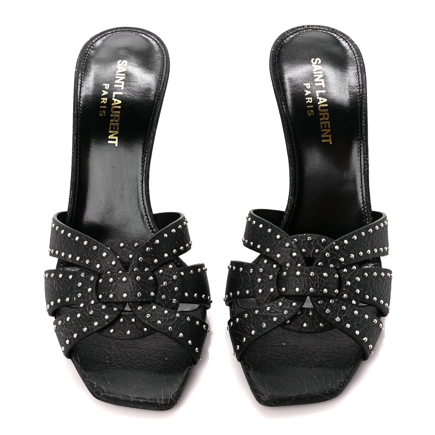 Smart Crack Studded Tribute Slide 85 Mules 37 Black