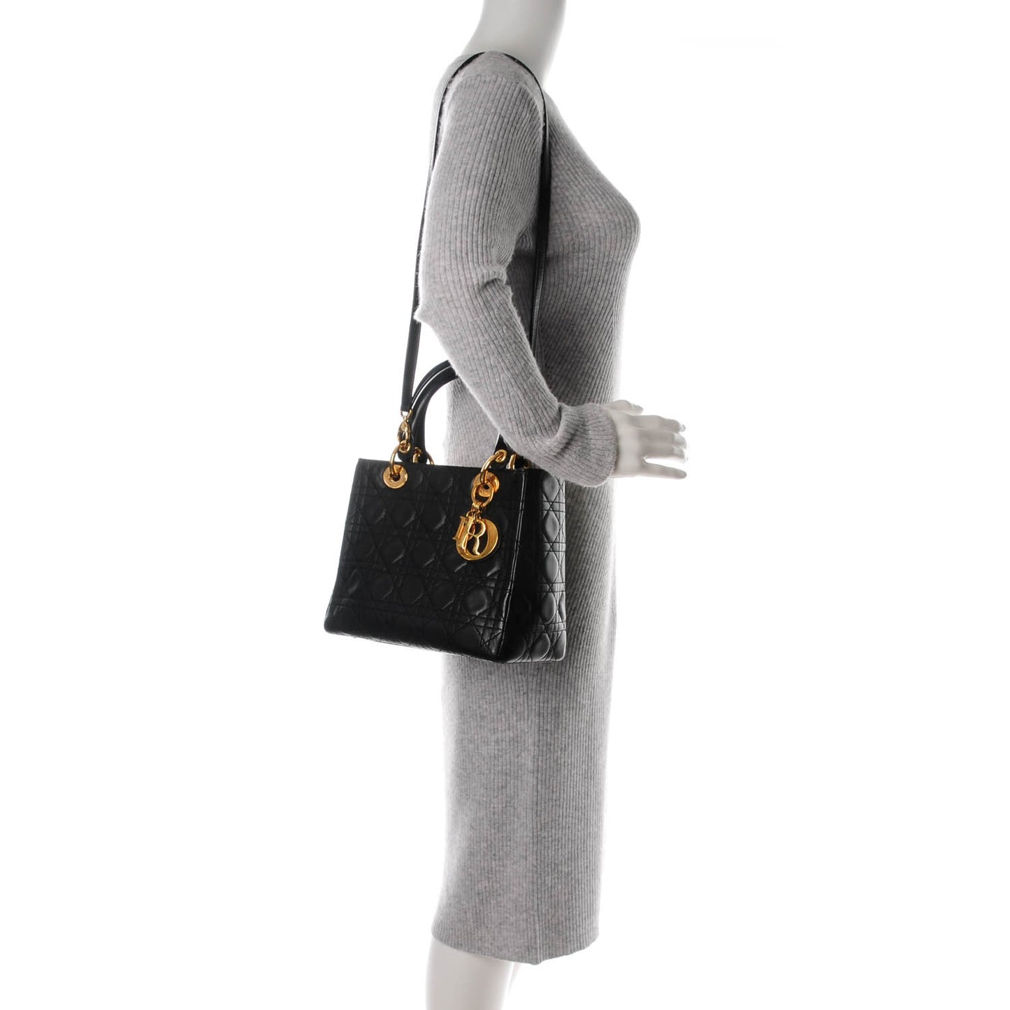 Lambskin Cannage Medium Lady Dior Black