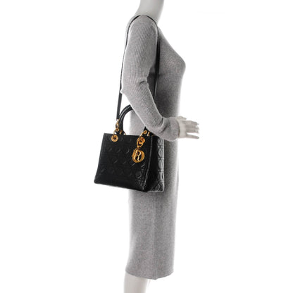 Christian Dior Lambskin Cannage Medium Lady Dior Black 2 of 9