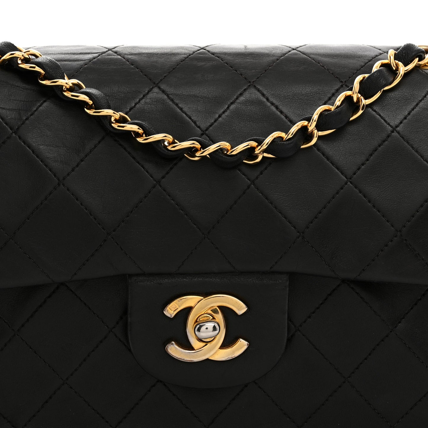 Lambskin Quilted Small Double Flap Black