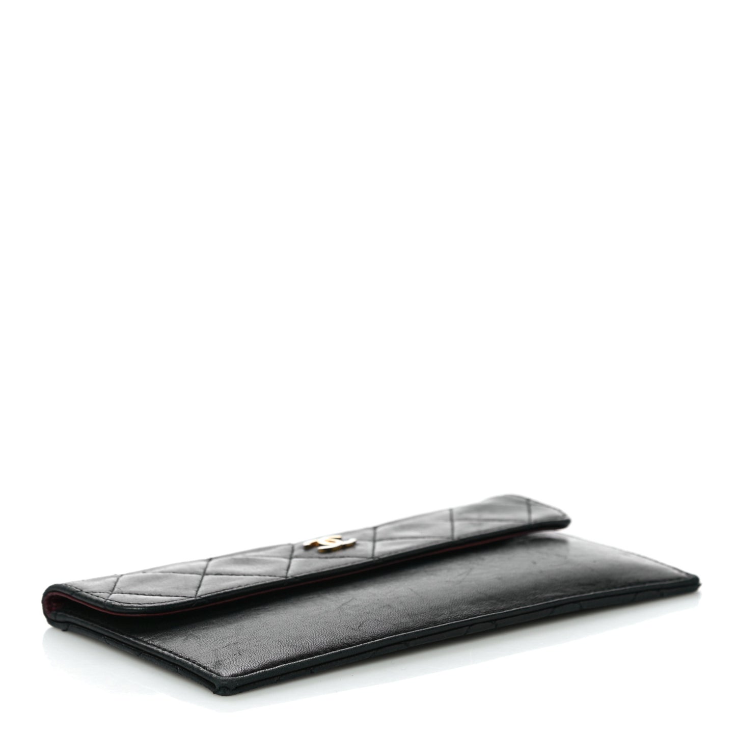 Lambskin Quilted Flap Pouch Black