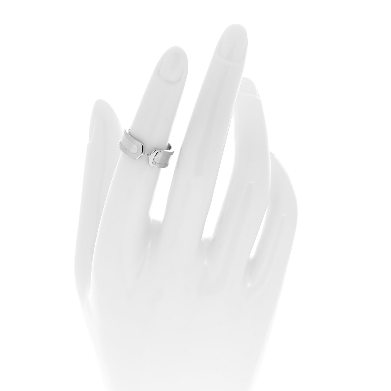 Cartier 18K White Gold 6.5mm Logo De Cartier Ring 50 5.25 2 of 4
