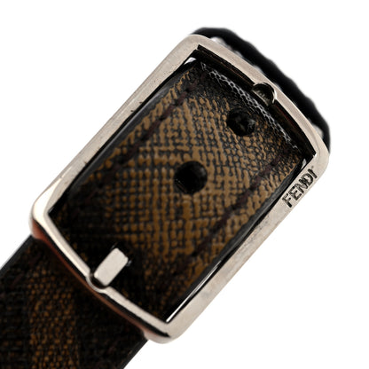 Fendi Glazed Fabric Vitello King FF 1974 Diagonal Bracelet S Tobacco Black 4 of 6
